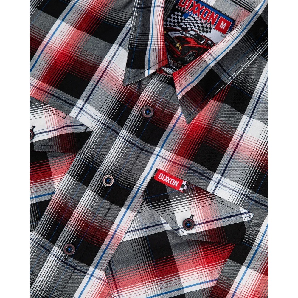 Dixxon Flannel Sz L Burnout Black Red & Blue Bamboo Lightweight Shirt Brand New - Picture 2 of 4